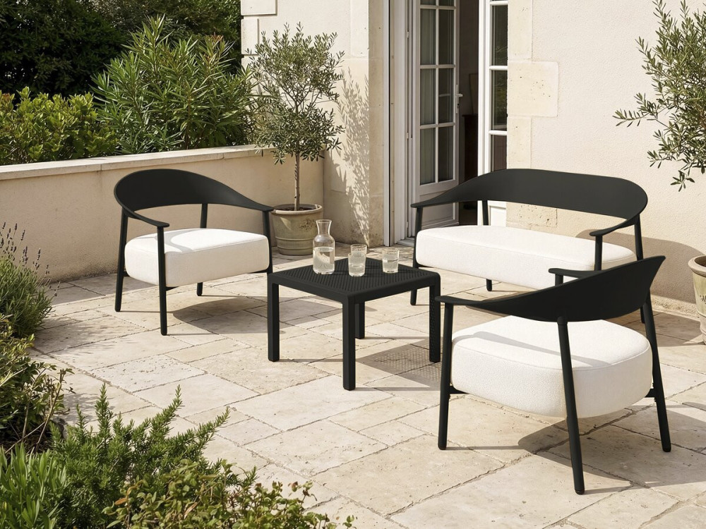 Canapé de jardin en plastique et en métal "Céora" - 2 places - Noir