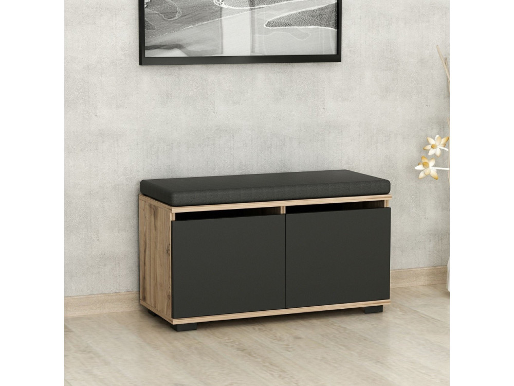 Meuble à chaussures en bois "Drago" - 80 x 35 x 42 cm - Gris anthracite