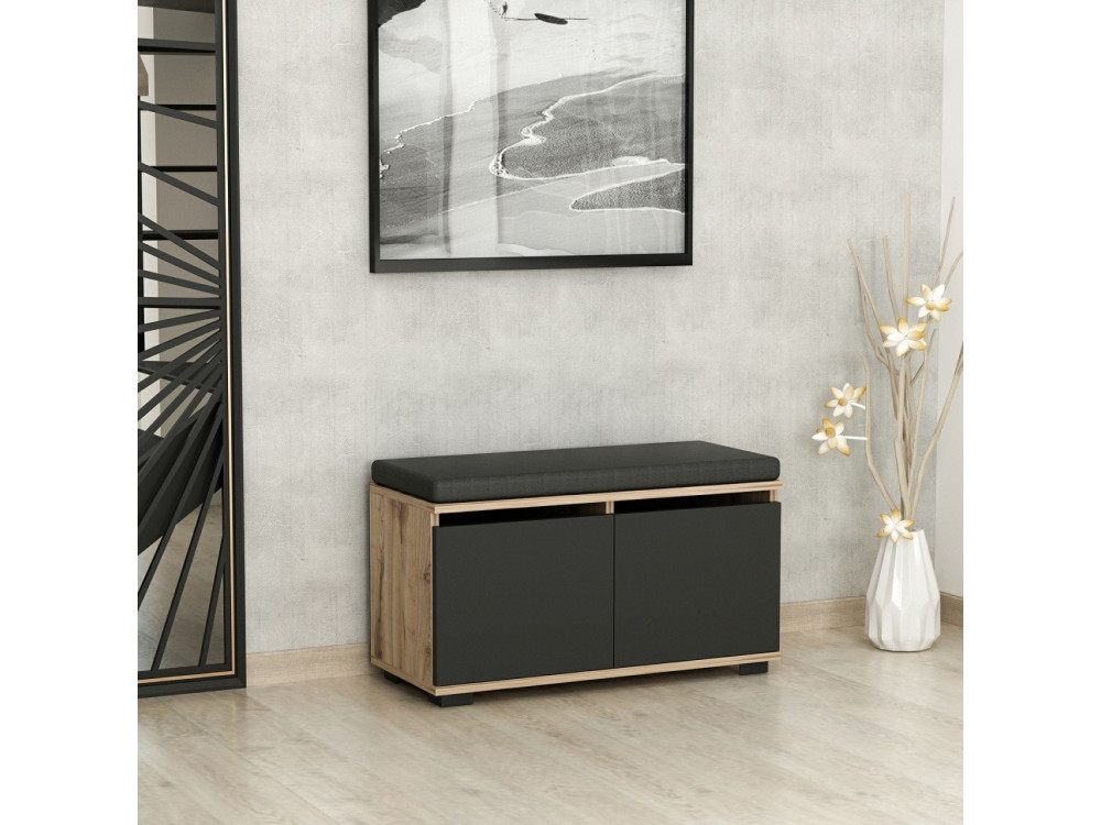Meuble à chaussures en bois "Drago" - 80 x 35 x 42 cm - Gris anthracite