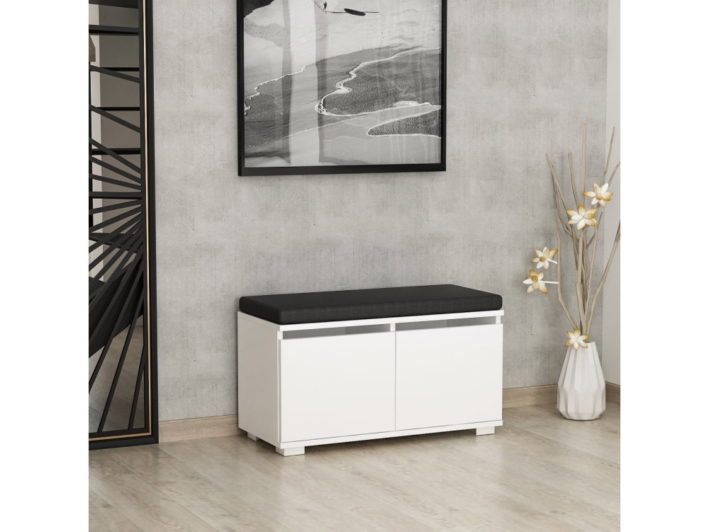 Meuble à chaussures en bois "Drago" - 80 x 35 x 42 cm - Blanc