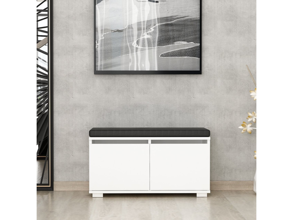Meuble à chaussures en bois "Drago" - 80 x 35 x 42 cm - Blanc