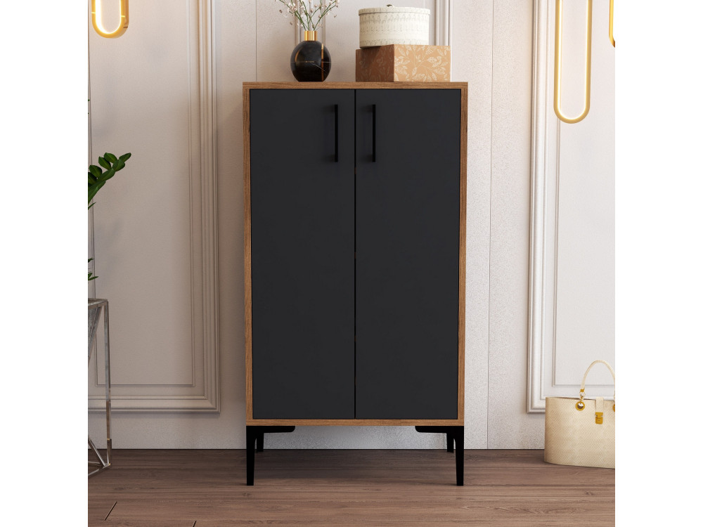 Meuble à chaussures en bois "Prag" - 60 x 35 x 111 cm - Gris anthracite