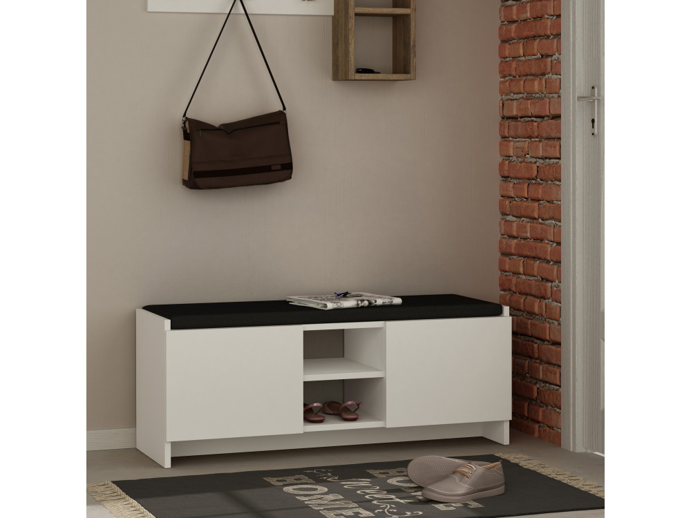 Meuble à chaussures en bois "Zulla" - 110 x 37 x 43 cm - Blanc
