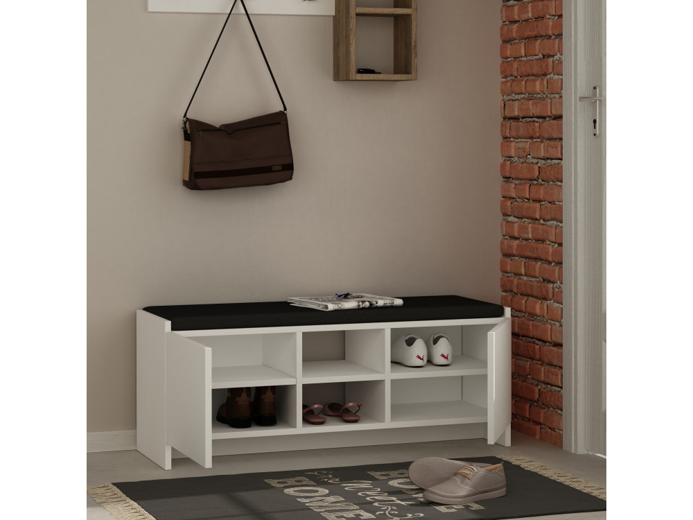 Meuble à chaussures en bois "Zulla" - 110 x 37 x 43 cm - Blanc