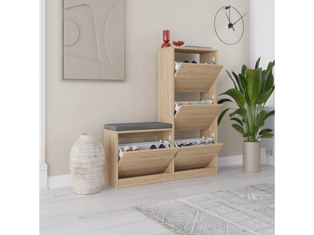 Meuble à chaussures en bois "Dude" - 105 x 26 x 118 cm - Marron