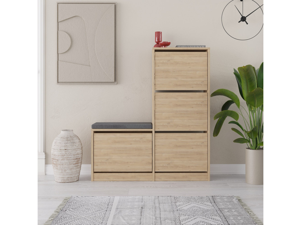 Meuble à chaussures en bois "Dude" - 105 x 26 x 118 cm - Marron