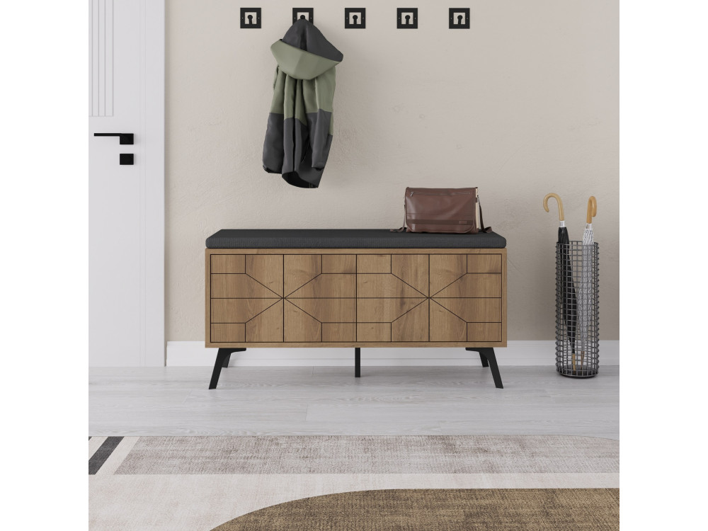 Meuble à chaussures en bois "Dune" - 107 x 35 x 55 cm - Marron