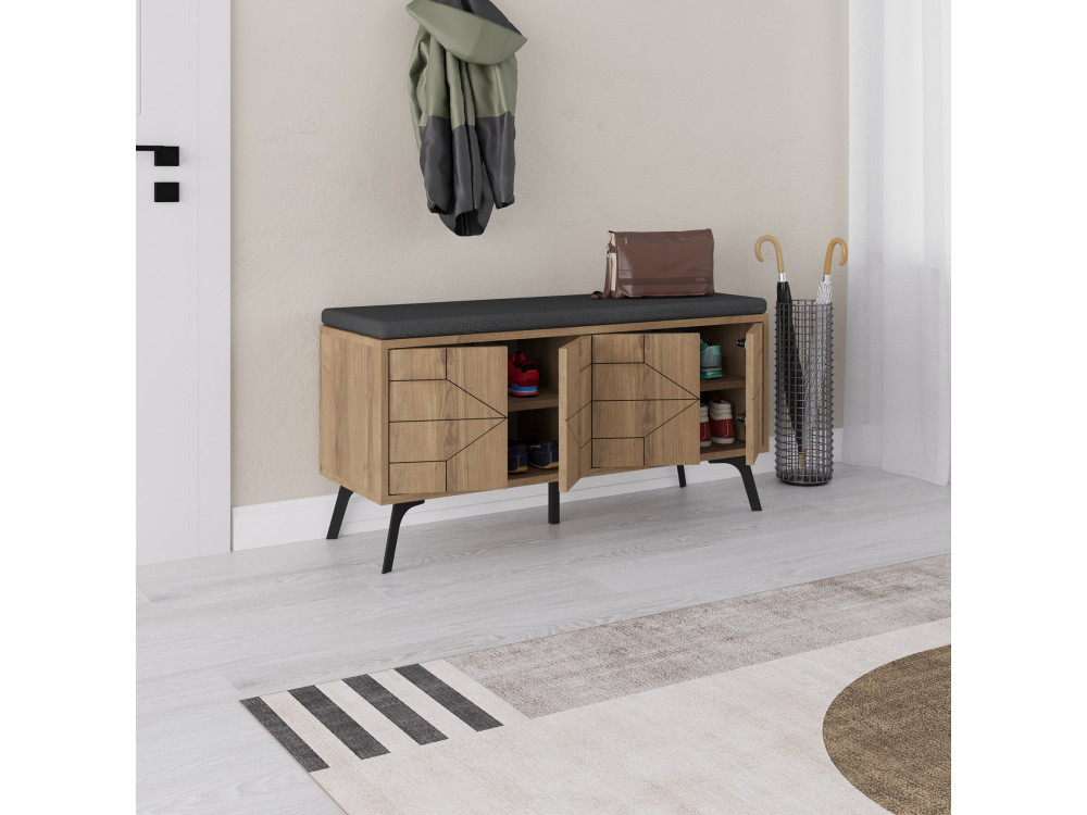 Meuble à chaussures en bois "Dune" - 107 x 35 x 55 cm - Marron