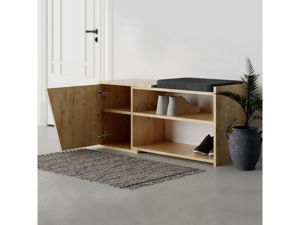 Meuble à chaussures en bois "Fiona" - 104 x 37 x 47 cm - Beige