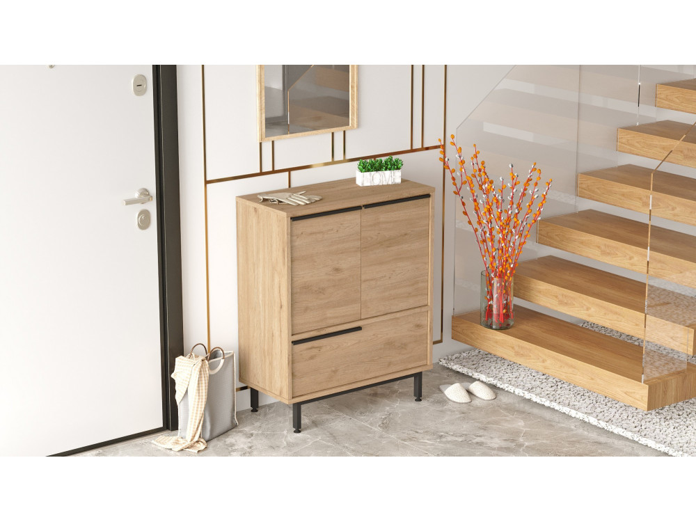 Meuble à chaussures en bois "Calvin" - 74 x 35 x 90 cm - Marron
