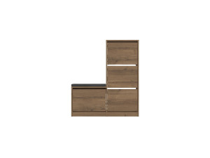 Meuble à chaussures avec assise en bois "Dude" - 105 x 26 x 118 cm - Marron