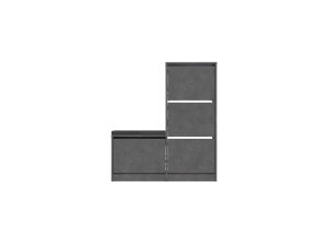 Meuble à chaussures avec assise en bois "Dude" - 105 x 26 x 118 cm - Gris