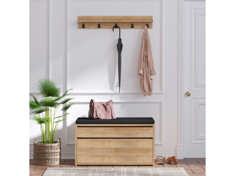 Meuble à chaussures avec banc en bois "Boby" - 80 x 35 x 42 cm - Beige