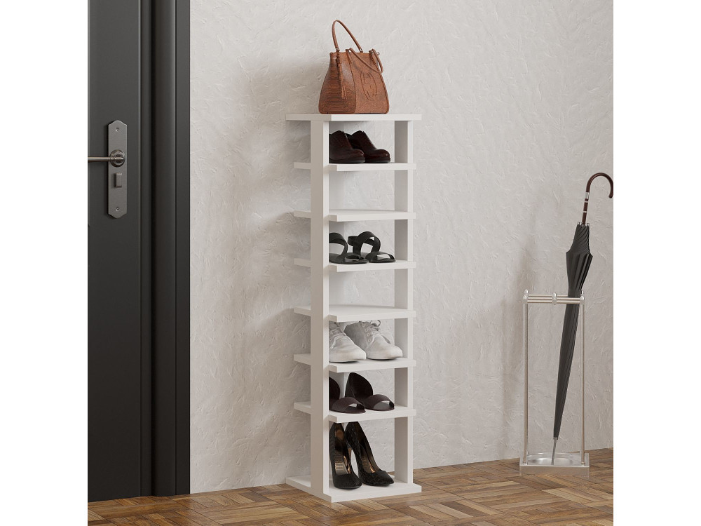 Meuble à chaussures en bois "Ayka" - 30 x 30 x 110 cm - Blanc