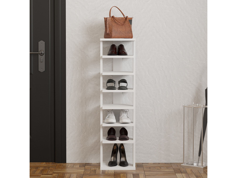 Meuble à chaussures en bois "Ayka" - 30 x 30 x 110 cm - Blanc