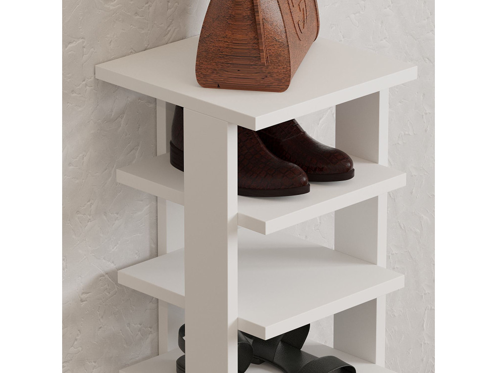 Meuble à chaussures en bois "Ayka" - 30 x 30 x 110 cm - Blanc