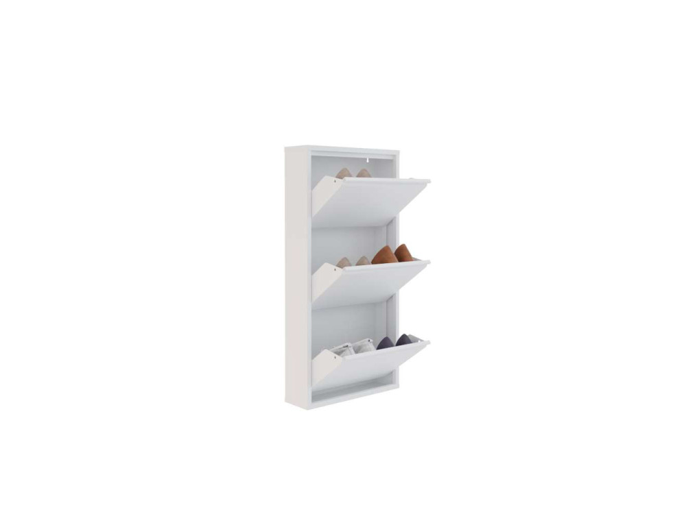 Meuble à chaussures en métal "Luna" - 50 x 15 x 103 cm - Blanc