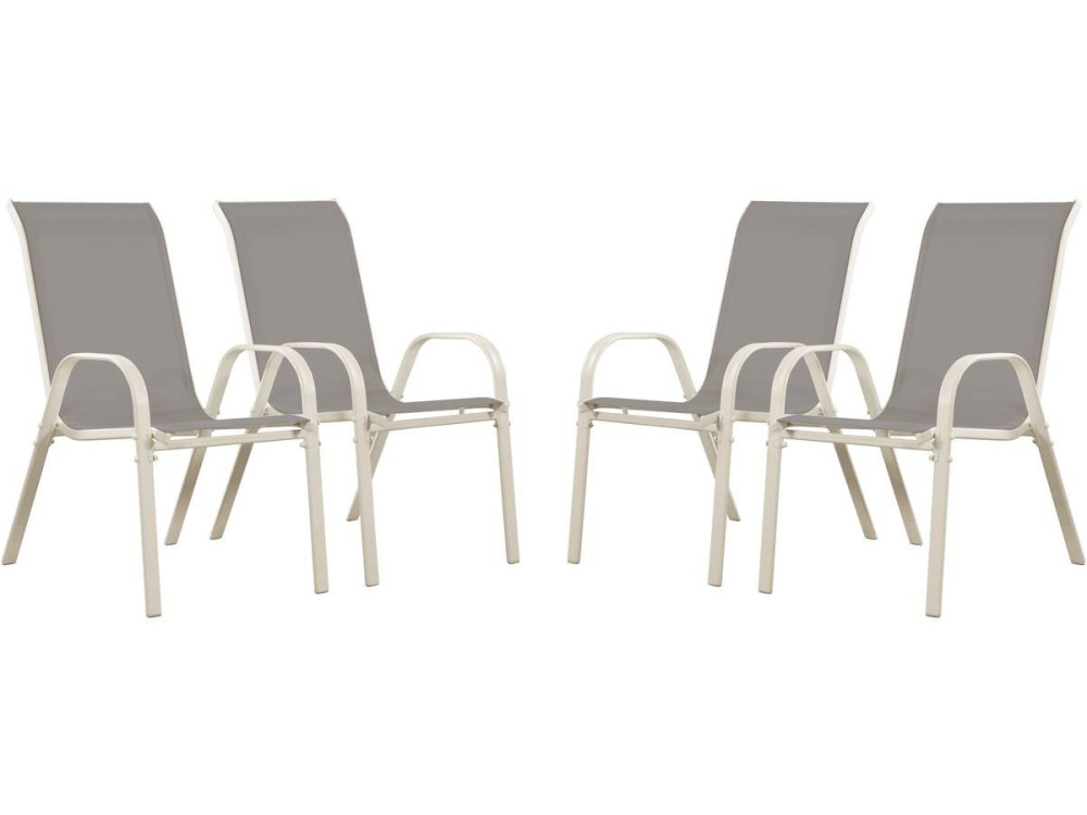 Table et chaises de jardin en textilène "Cordoba" - Phoenix - 6  places - Gris