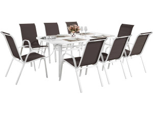Table et chaises de jardin en textilène "Cordoba XL 180" - Phoenix - 8 places - Taupe