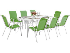 Table et chaises de jardin en textilène "Cordoba XL 180" - Phoenix - 8 places - Vert