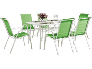 Table et chaises de jardin en textilène "Cordoba" - Phoenix - 6 places - Vert