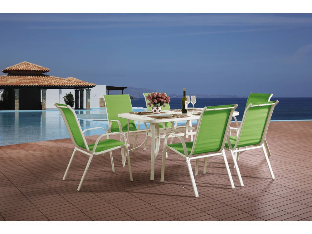 Table et chaises de jardin en textilène "Cordoba" - Phoenix - 6 places - Vert