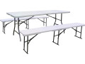 Ensemble Table de jardin pliante + 2 Bancs pliants " Foldy" - Blanc