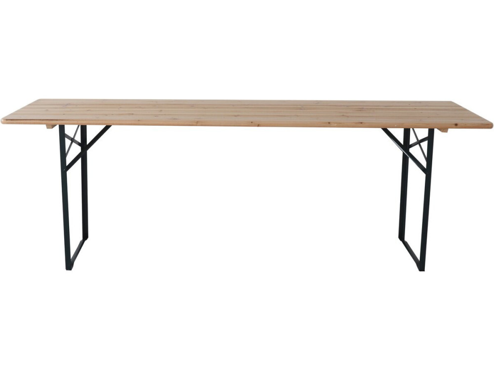 Table de jardin brasserie pliante avec 2 bancs " Lisbonne " - 218 x 59,5 x 75 cm -  Marron