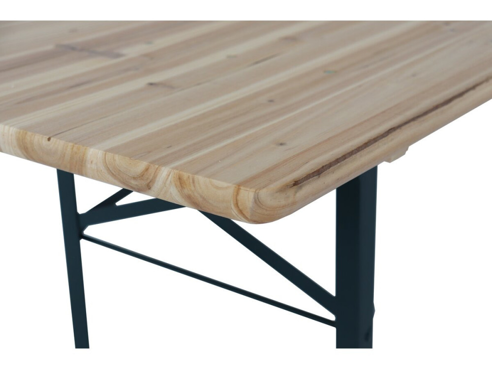 Table de jardin brasserie pliante avec 2 bancs " Lisbonne " - 218 x 59,5 x 75 cm -  Marron