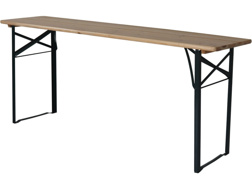 Table de jardin brasserie pliante avec 2 bancs " Lisbonne " - 176 x 46 x 75 cm -  Marron