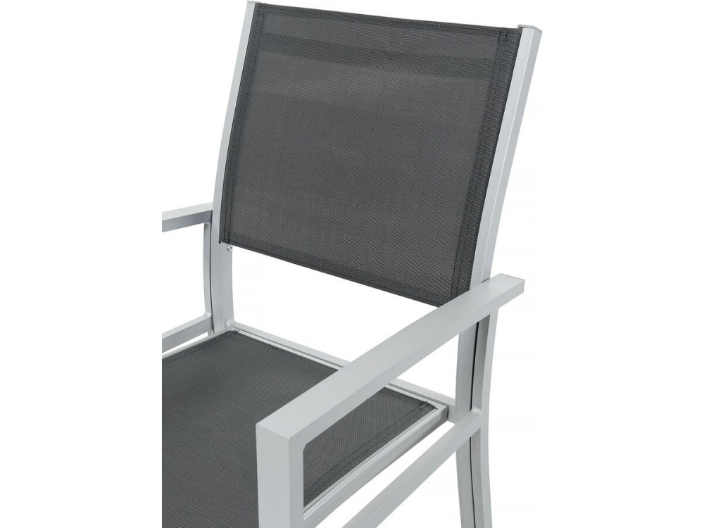 Table extensible et chaises de jardin en aluminium "Lagos" - 200/320 x 105 x 76 cm - 10 places - Gris foncé