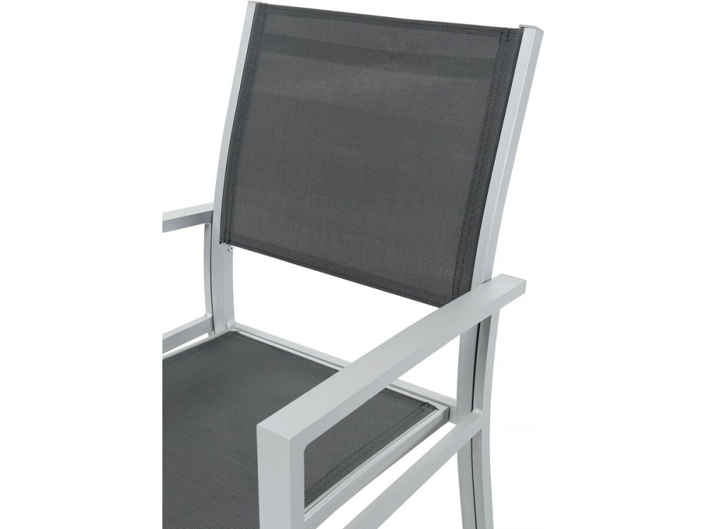 Table extensible et chaises de jardin en aluminium "Lagos" - 200/320 x 105 x 76 cm - 12 places - Gris foncé