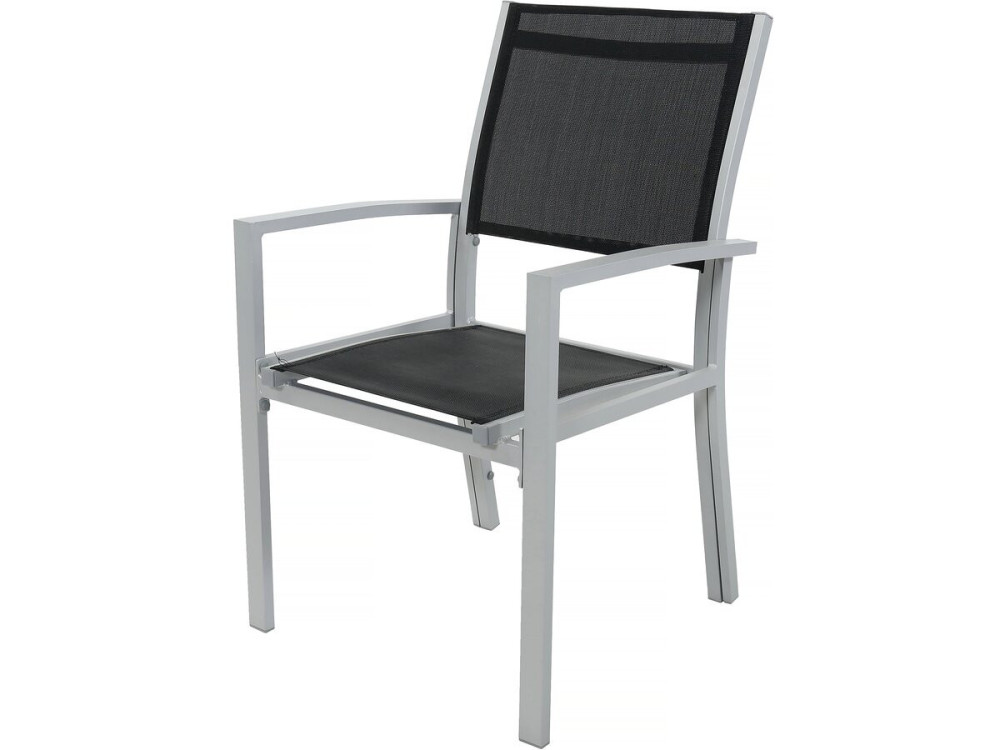 Table extensible et chaises de jardin en aluminium "Lagos" - 200/320 x 105 x 76 cm - 12 chaises - Noir