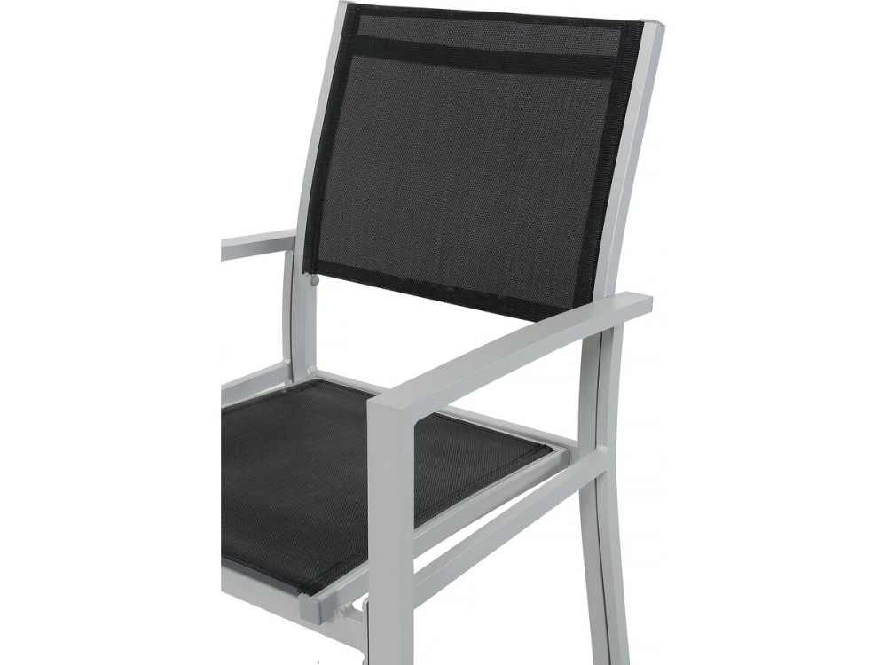 Table extensible et chaises de jardin en aluminium "Lagos" - 200/320 x 105 x 76 cm - 12 chaises - Noir