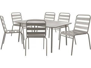 Table et chaises de jardin en métal "Bilbao" - 6 places - Taupe