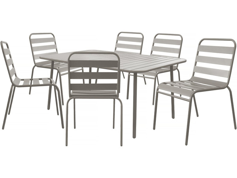 Table et chaises de jardin en métal "Bilbao" - 6 places - Taupe