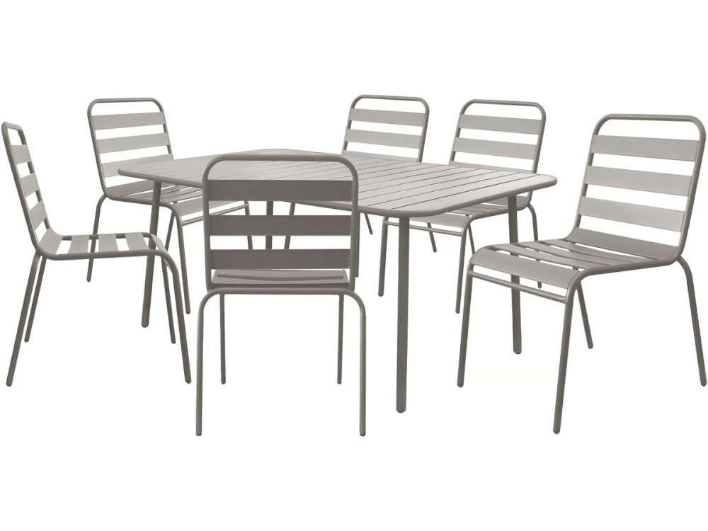 Table et chaises de jardin en métal "Bilbao" - 6 places - Taupe