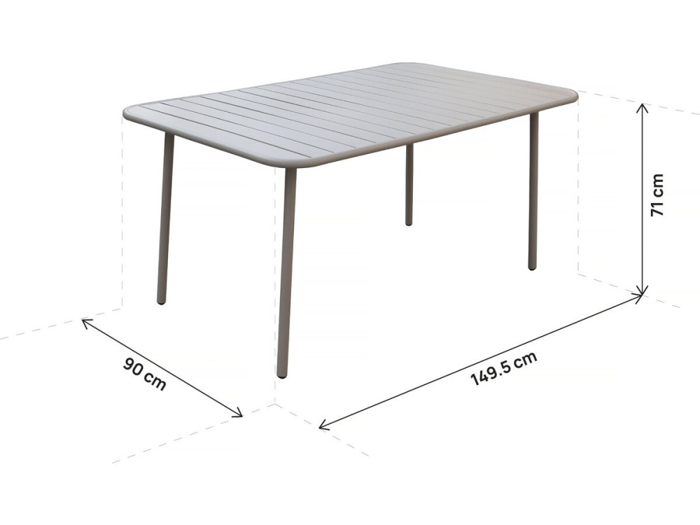 Table et chaises de jardin en métal "Bilbao" - 6 places - Taupe