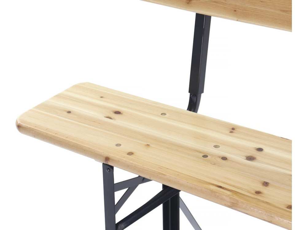 Salon de jardin set brasserie en bois avec dossier "Lisbonne" - 180 cm - Marron