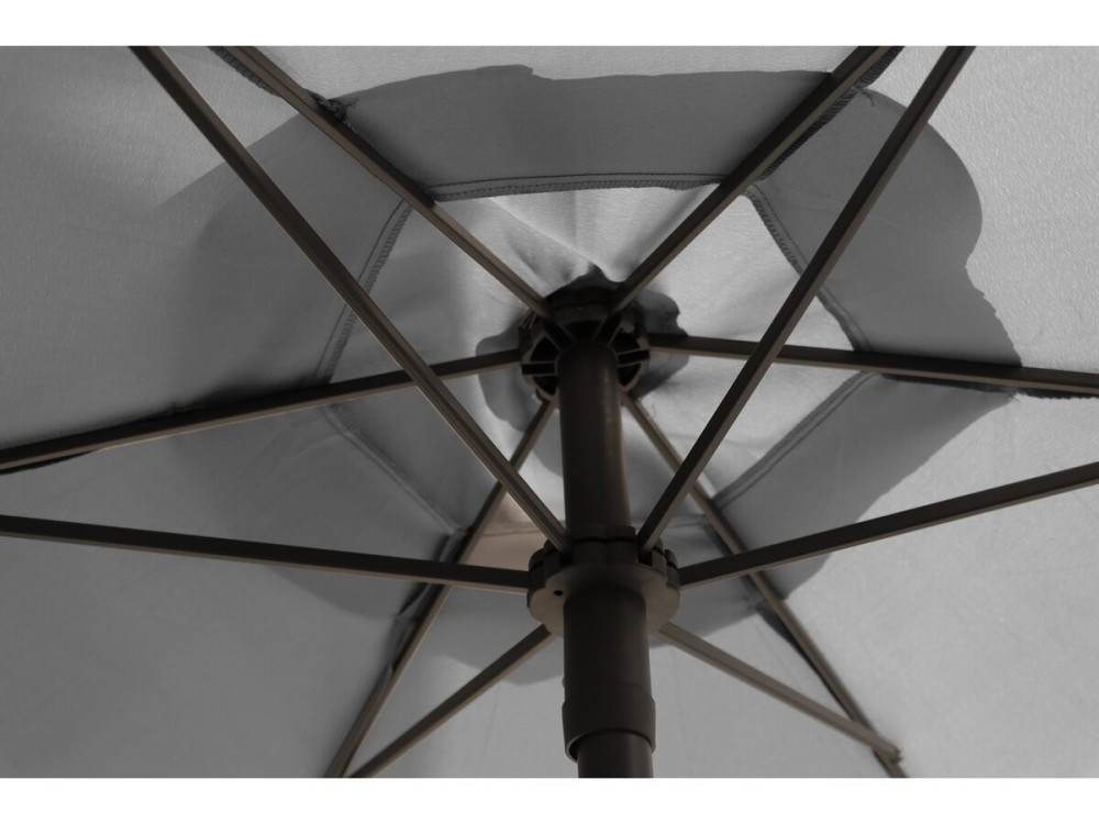 Table et chaises de jardin avec parasol en métal "Convivia" - 4 places - Gris clair