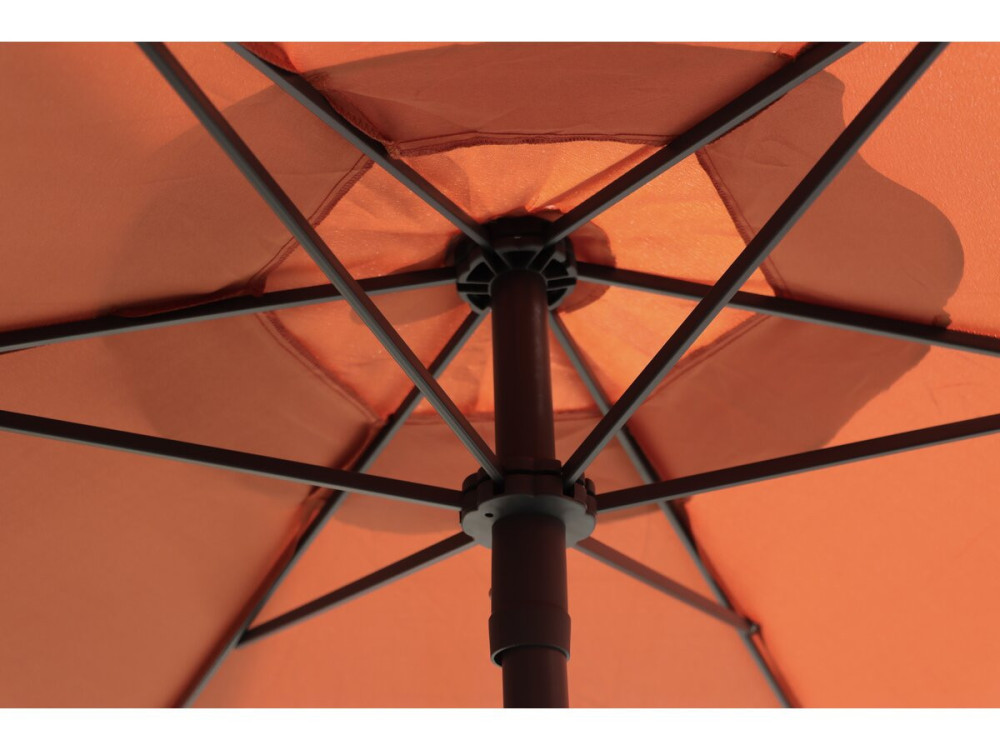 Table et chaises de jardin avec parasol en métal "Convivia" - 4 places - Terracotta