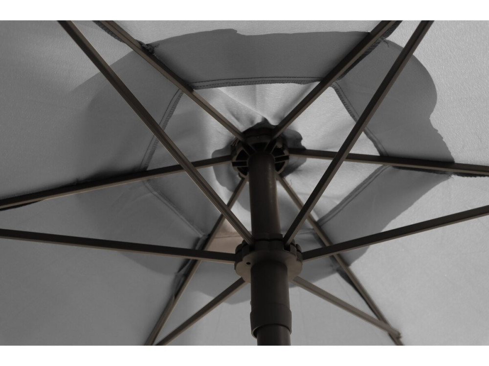 Table et chaises de jardin avec parasol en métal "Convivia" - 6 places - Gris clair