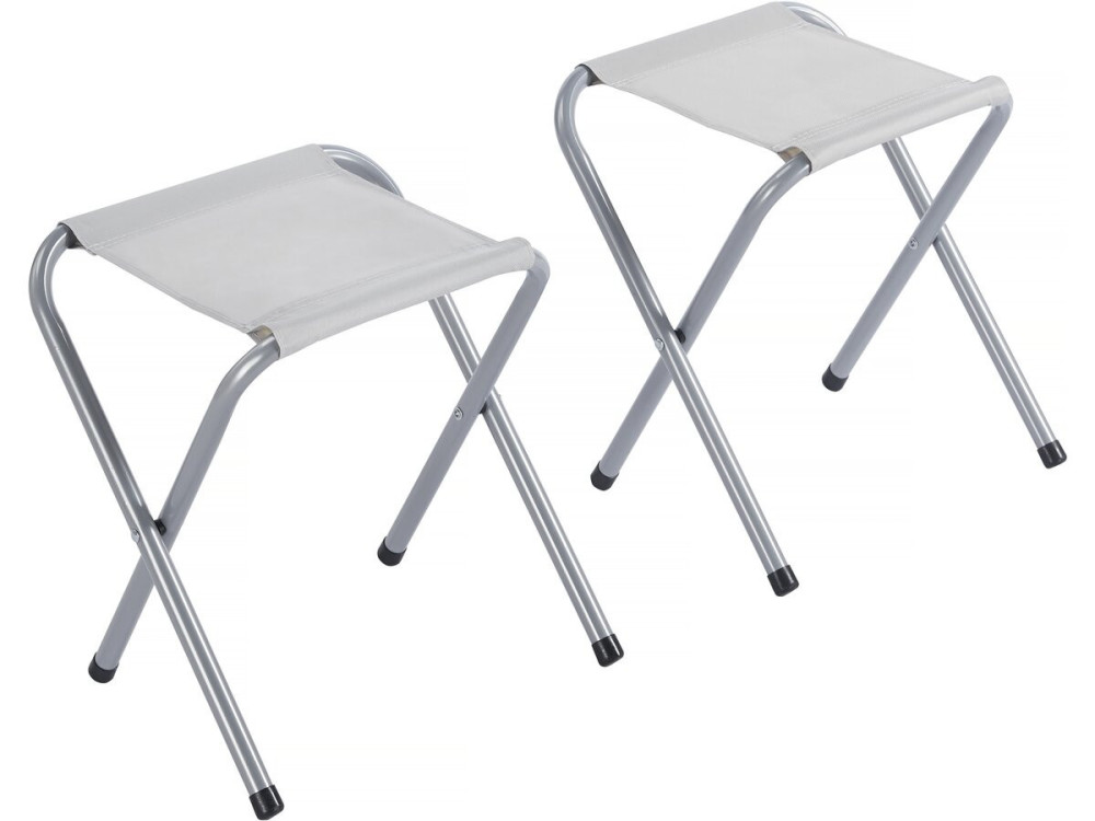 Ensembe table de camping et 4 tabourets pliants - 125 x 60 cm - Blanc