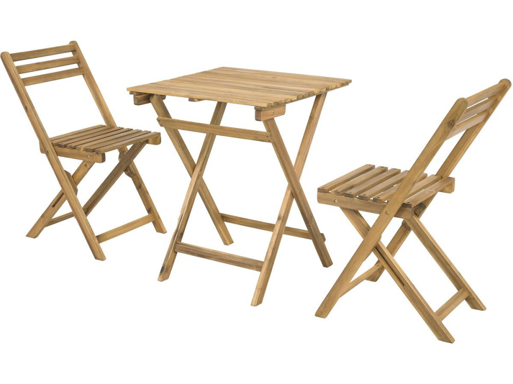 Ensemble table et chaises de jardin "Aldo" en bois - 2 places - Marron
