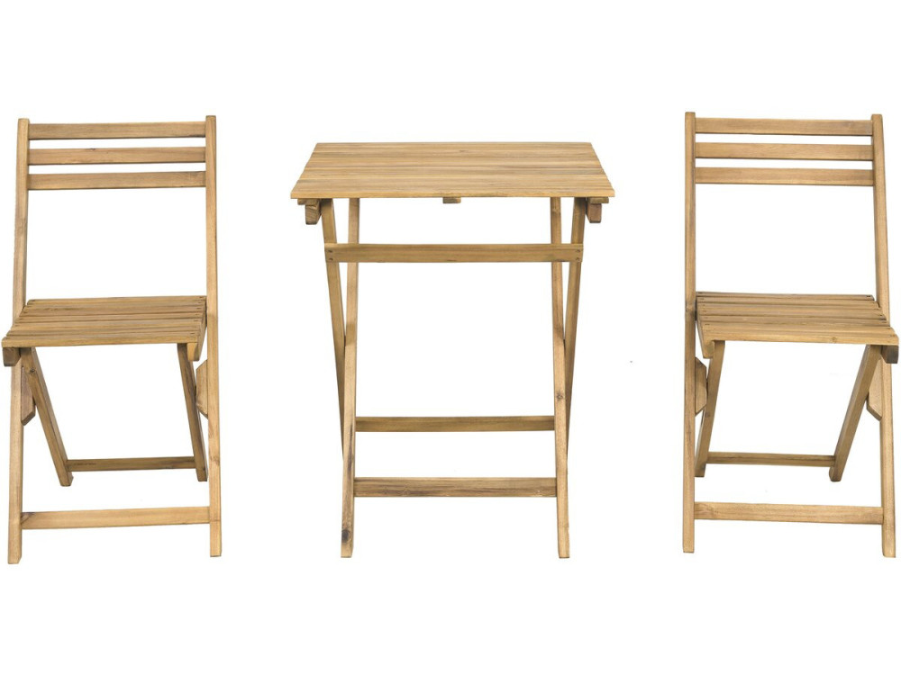 Ensemble table et chaises de jardin "Aldo" en bois - 2 places - Marron