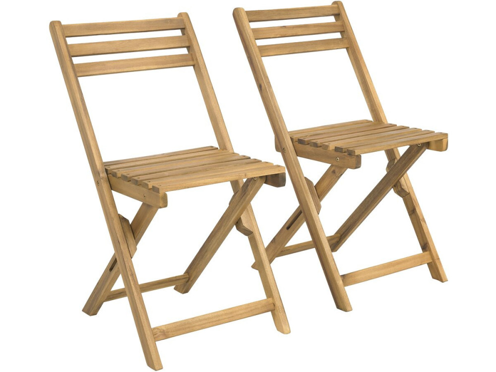 Ensemble table et chaises de jardin "Aldo" en bois - 2 places - Marron