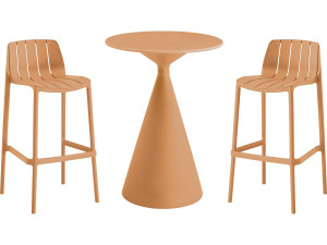 Table et chaises hautes de bistrot empilables "Vaena" - 2 places - Orange