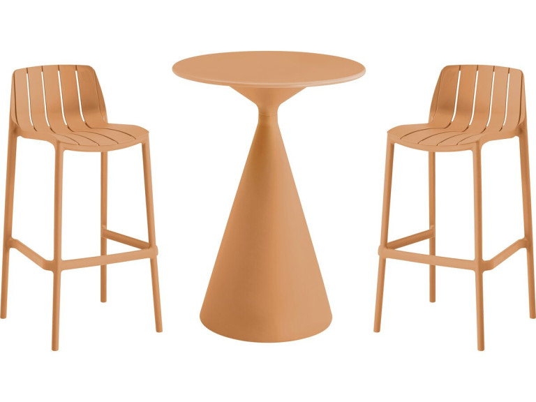 Table et chaises hautes de bistrot empilables "Vaena" - 2 places - Orange