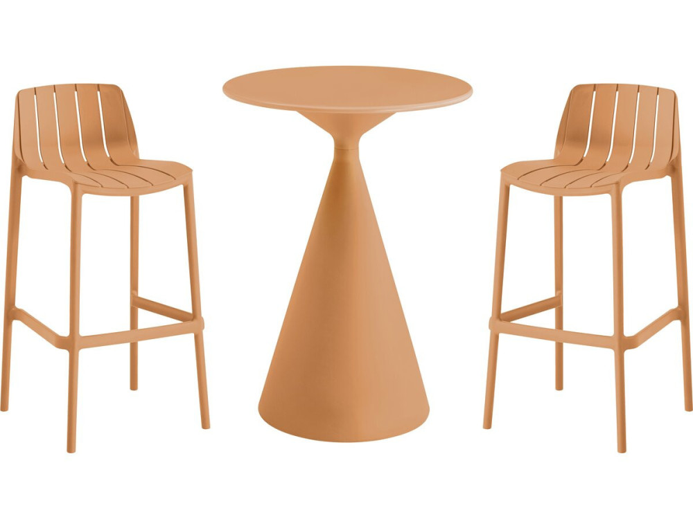 Table et chaises hautes de bistrot empilables "Vaena" - 2 places - Orange