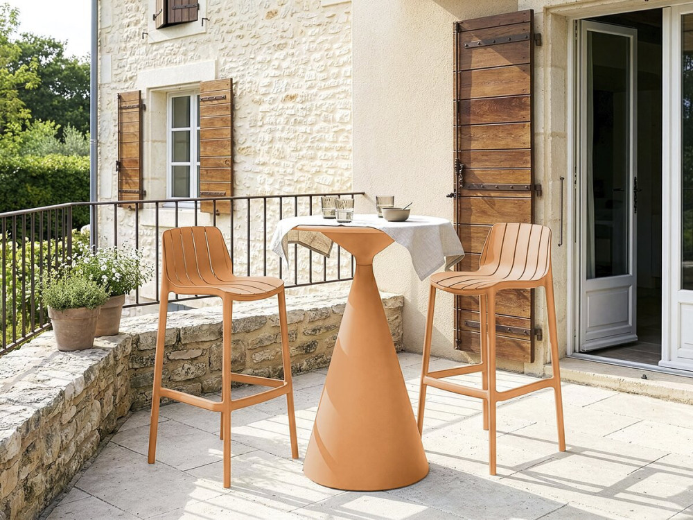 Table et chaises hautes de bistrot empilables "Vaena" - 2 places - Orange